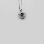 گردنبند یاقوت کبود الماس تراش نقره زنانه طرح ماه - Image 4