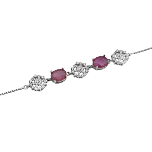 7-4-070 (red-ruby-helen-bracelet) (2) دستبند یاقوت سرخ زنانه نقره