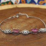 دستبند یاقوت سرخ الماس تراش نقره زنانه طرح هلن - Image 3