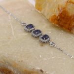 دستبند یاقوت کبود الماس تراش نقره زنانه طرح باران - Image 2