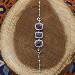 دستبند یاقوت کبود الماس تراش نقره زنانه طرح باران - Image 4