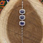 دستبند یاقوت کبود الماس تراش نقره زنانه طرح سپیده - Image 3