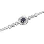 دستبند یاقوت کبود الماس تراش نقره زنانه طرح شبنم