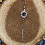 دستبند یاقوت کبود الماس تراش نقره زنانه طرح الماسین - Image 3