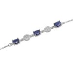 دستبند یاقوت کبود الماس تراش نقره زنانه طرح گلچهره