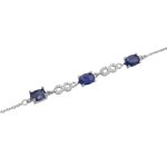 دستبند یاقوت کبود الماس تراش نقره زنانه طرح نازگل