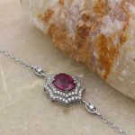 دستبند یاقوت سرخ الماس تراش نقره زنانه طرح سوگل - Image 4