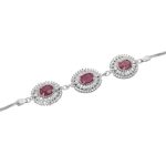 دستبند یاقوت سرخ الماس تراش نقره زنانه طرح رخساره