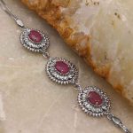 دستبند یاقوت سرخ الماس تراش نقره زنانه طرح رخساره - Image 4