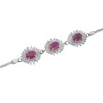 دستبند یاقوت سرخ الماس تراش نقره زنانه طرح دریا