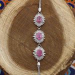 دستبند یاقوت سرخ الماس تراش نقره زنانه طرح دریا - Image 2