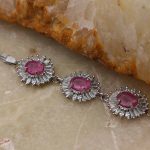 دستبند یاقوت سرخ الماس تراش نقره زنانه طرح دریا - Image 3