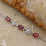 دستبند یاقوت سرخ الماس تراش نقره زنانه طرح بهاره - Image 2