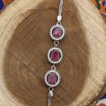 دستبند یاقوت سرخ الماس تراش نقره زنانه طرح نسترن - Image 3