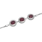 دستبند یاقوت سرخ الماس تراش نقره زنانه طرح نسترن