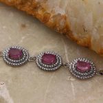 دستبند یاقوت سرخ الماس تراش نقره زنانه طرح شادی - Image 2