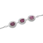 دستبند یاقوت سرخ الماس تراش نقره زنانه طرح شادی