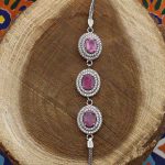 دستبند یاقوت سرخ الماس تراش نقره زنانه طرح شادی - Image 4