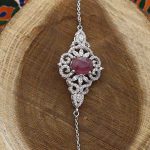 دستبند یاقوت سرخ الماس تراش نقره زنانه طرح زرین - Image 4
