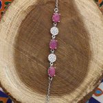 دستبند یاقوت سرخ الماس تراش نقره زنانه طرح پلاتین - Image 2