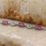 دستبند یاقوت سرخ الماس تراش نقره زنانه طرح پلاتین - Image 4