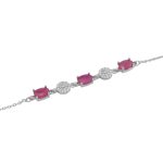 دستبند یاقوت سرخ الماس تراش نقره زنانه طرح پلاتین