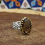 انگشتر الکساندریت الماس تراش نقره مردانه طرح ایمان - Image 3