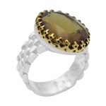 انگشتر الکساندریت الماس تراش نقره مردانه طرح ایمان