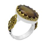 انگشتر الکساندریت الماس تراش نقره مردانه طرح حسام