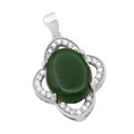 گردنبند یشم نقره زنانه طرح مهلا