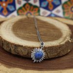 گردنبند لاجورد نقره زنانه طرح محک - Image 2