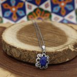 گردنبند لاجورد نقره زنانه طرح بنفشه - Image 4