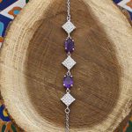 دستبند آمیتیست الماس تراش نقره زنانه طرح دلارا - Image 2