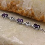 دستبند آمیتیست الماس تراش نقره زنانه طرح کیانا - Image 2