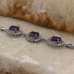 دستبند آمیتیست الماس تراش نقره زنانه طرح تارا - Image 4