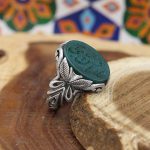 انگشتر عقیق سبز نقره مردانه طرح یا امام حسن مجتبی (ع) - Image 3