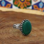 انگشتر عقیق سبز نقره مردانه طرح زره - Image 4
