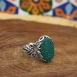 انگشتر عقیق سبز نقره مردانه طرح ایلیا - Image 2