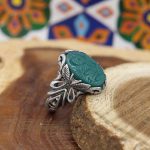 انگشتر عقیق سبز نقره مردانه طرح ایلیا - Image 3