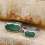 انگشتر ست عقیق سبز نقره مردانه و زنانه طرح آریا - Image 2