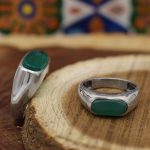 انگشتر ست عقیق سبز نقره مردانه و زنانه طرح آریا - Image 4