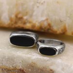 انگشتر ست عقیق مشکی نقره مردانه و زنانه طرح کیان - Image 5