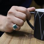 انگشتر عقیق سبز نقره مردانه دست ساز طرح نقطه بسم الله - Image 3