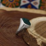 انگشتر عقیق سبز نقره مردانه دست ساز طرح نقطه بسم الله - Image 5