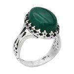 انگشتر عقیق سبز نقره مردانه طرح زره