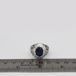 انگشتر یاقوت کبود الماس تراش نقره مردانه دست ساز طرح جمشید - Image 3