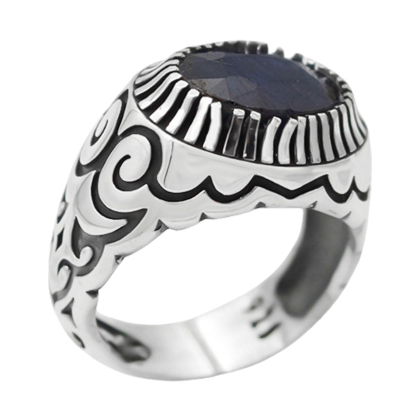 7-1-528 (sapphire-tirdad-man-ring) (3) انگشتر یاقوت کبود زیبا