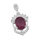 گردنبند یاقوت سرخ الماس تراش نقره زنانه طرح ویانا