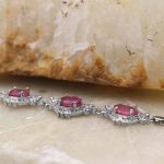 دستبند یاقوت سرخ الماس تراش نقره زنانه طرح حنانه - Image 3