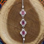 دستبند یاقوت سرخ الماس تراش نقره زنانه طرح حنانه - Image 4